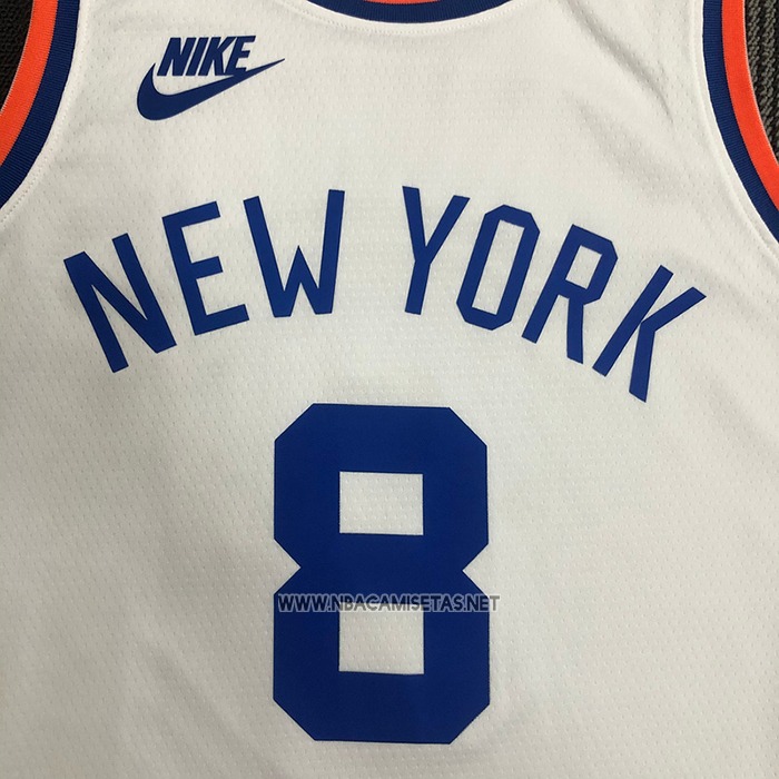 Camiseta New York Knicks Kemba Walker NO 8 75th Anniversary Blanco
